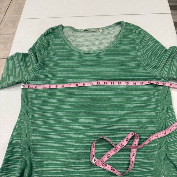 Soft Surroundings Stripe Sweater Twist Accent Green Cotton Blend Size Petite XL - Picture 4 of 12